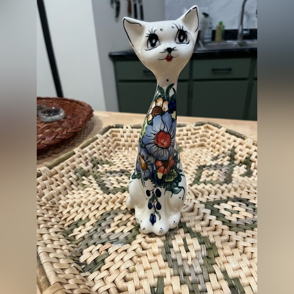 ANDY POLISH ceramic hand painted cat sculpture. Naumburg vintage cat sculpture - Picture 2 of 7